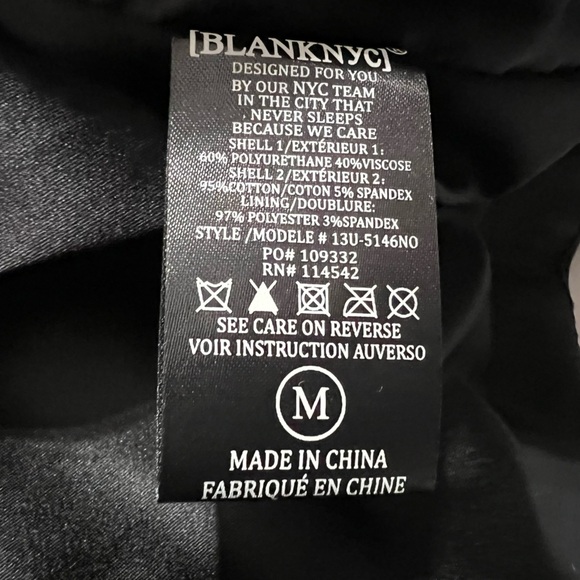 Blank NYC Black Vegan Leather Moto Jacket, Ribbed Inner Sleeves NWT - Picture 4 of 6